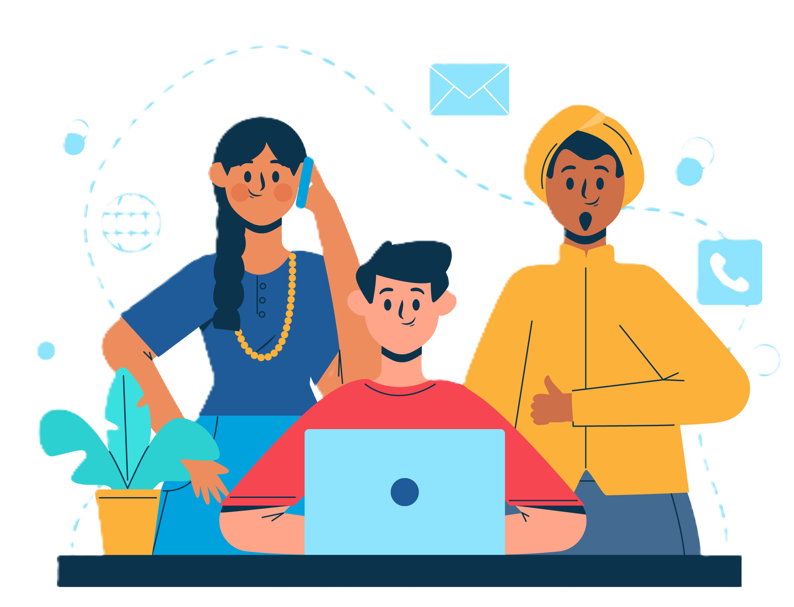 Customer support team helping with internship queries